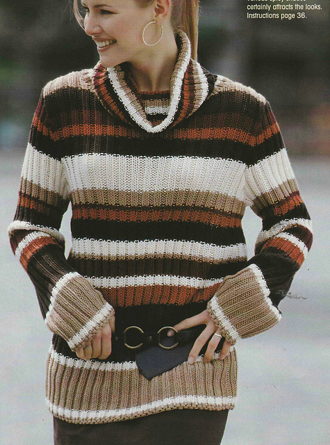 # 16 Ribbed Sweater with Stripes
