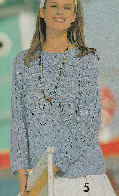 # 05 Lace Pattern Sweater in Blue