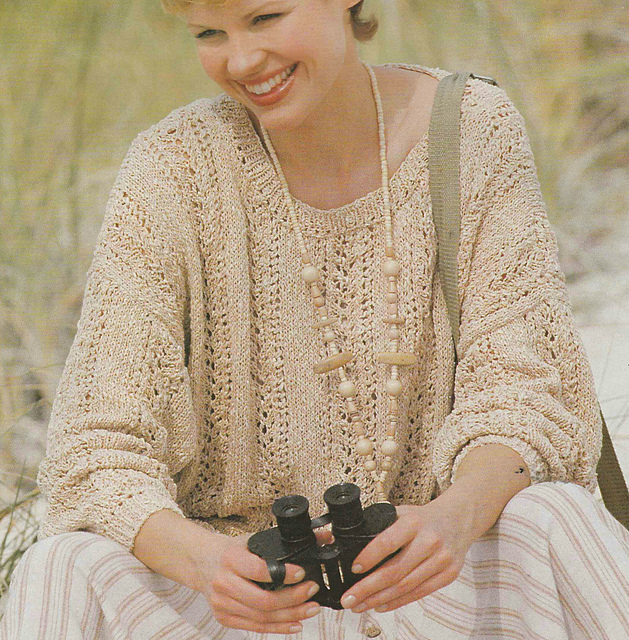 # 12 Sweater with Lace Stripes in Beige