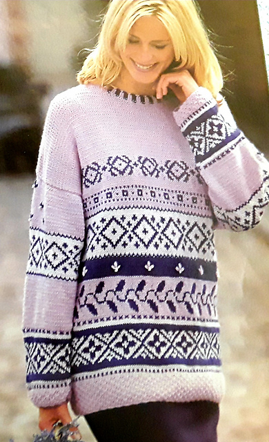 # 13 Jacquard Sweater in Mauve-Lilac