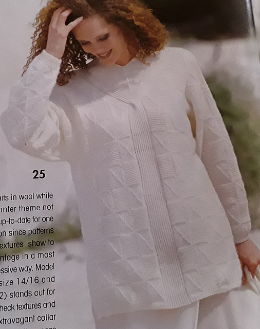 # 25 Wool-White Sweater with Check Pattern