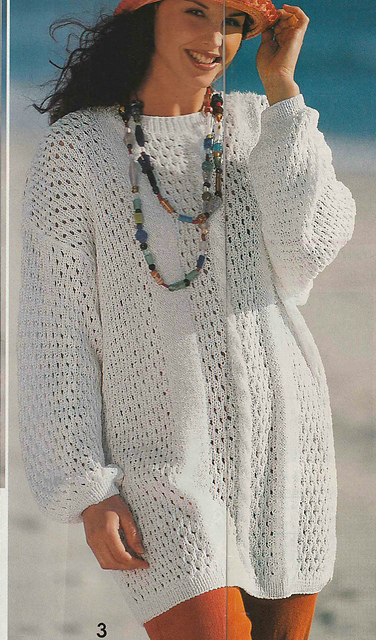 # 03 White Sweater in Net Pattern