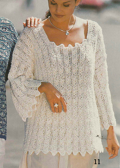 # 11 Ecru Sweater in Wave Pattern