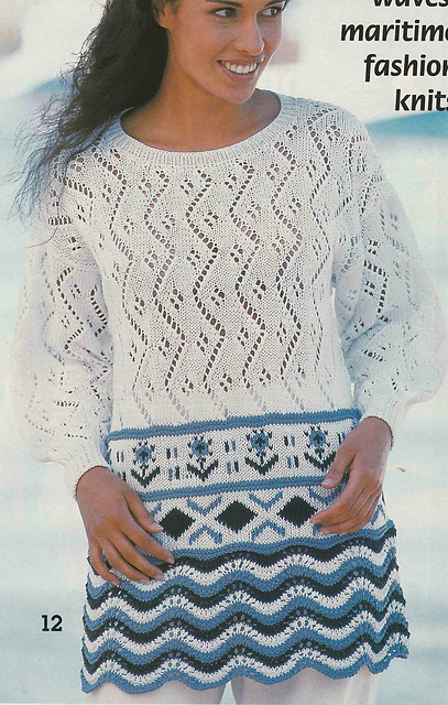 # 12 Jacquard Sweater in Blue and White