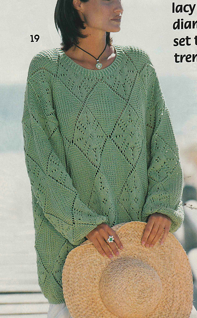 # 19 Lace Pattern Sweater in Kiwi