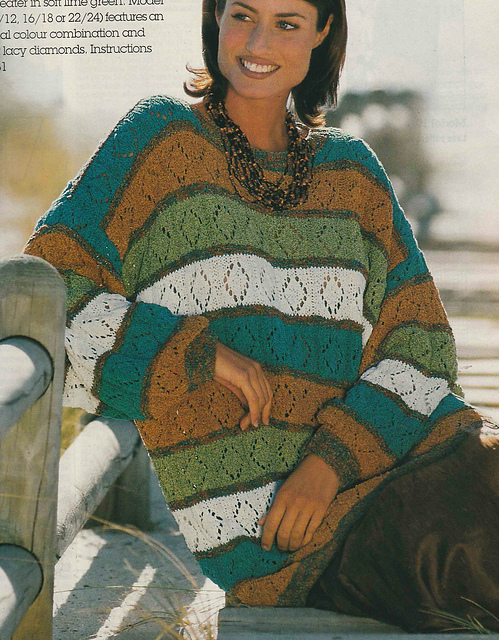 # 20 Striped Sweater with Lace Diamonds