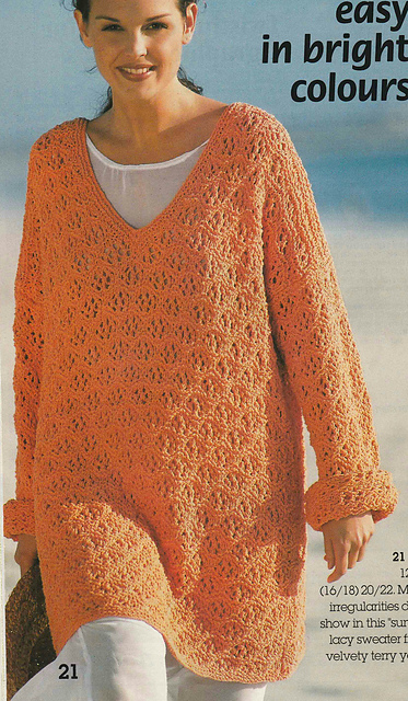 # 21 Lace Pattern Sweater with V-Neck
