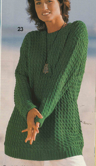 # 23 Cable Pattern Sweater in Green