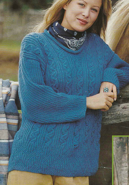 # 09 Blue Sweater with Zigzag and Cables