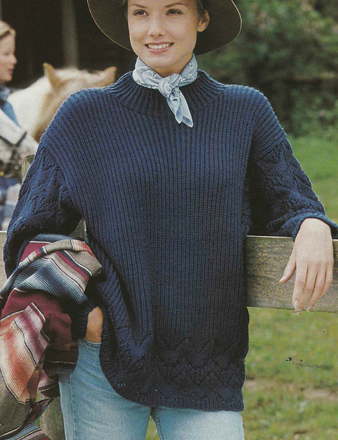 # 10 Fisherman's Rib Sweater with Lacy Sleeves
