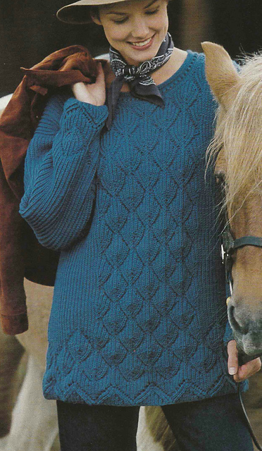 # 13 Fisherman's Rib Sweater with Zigzag Border