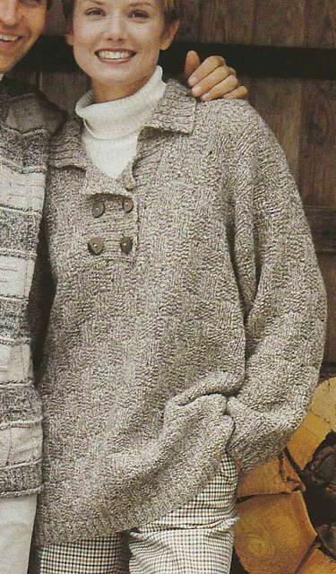 # 21 Mottled Brown Sweater with Polo-Neck
