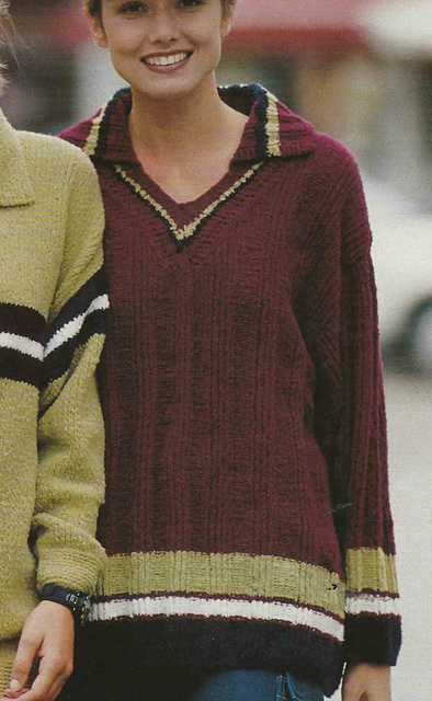 # 26 Ribbed Sweater with Collar in Bordeaux