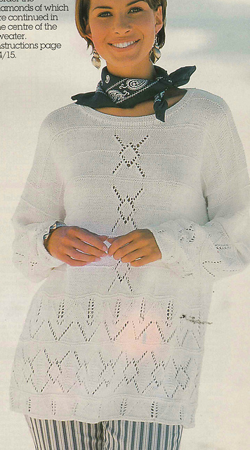 # 11 White Sweater with Lacy Border