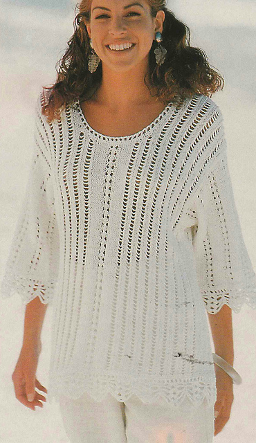 # 12 White Sweater with Crochet Border