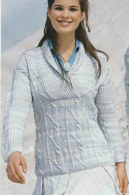 # 03 Light Blue Sweater with Shawl Collar