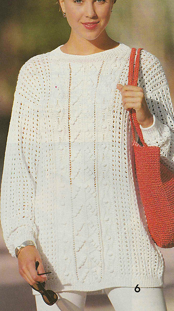 # 06 White Sweater with Bobble Panels