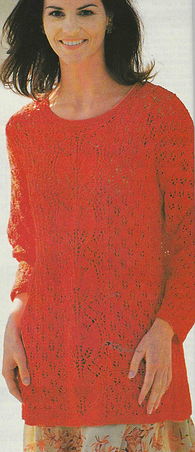 # 08 Lace Pattern Sweater in Red