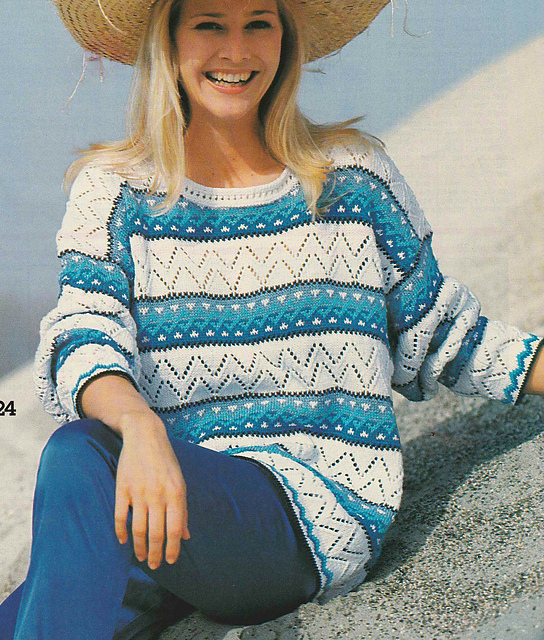 # 24 Jacquard Sweater in Blue and White