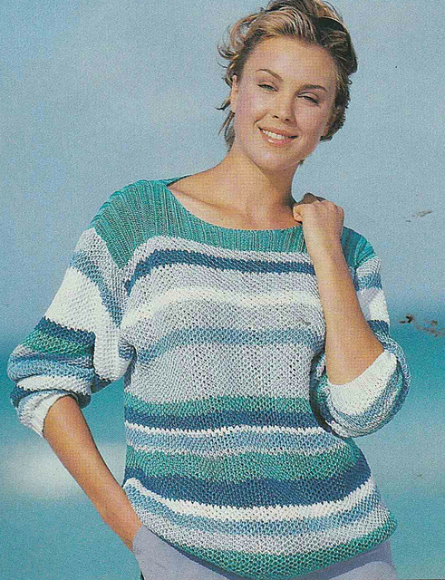 # 25 Striped Sweater in Net Pattern