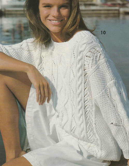 # 10 White Sweater in Lacy Cable Pattern