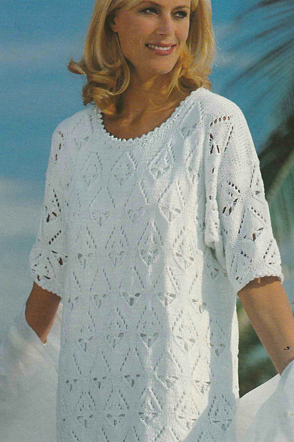 # 11 Short-Sleeve Sweater with Lacy Diamonds