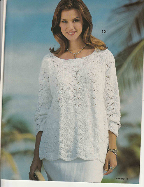 # 12 White Sweater in Wave Pattern