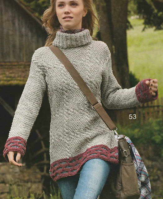 # 53 Pullover with Cable Patterned Squares