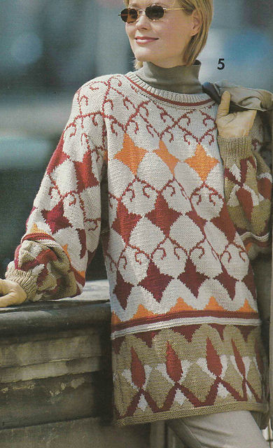# 05 Jacquard Sweater in Beige and Coral
