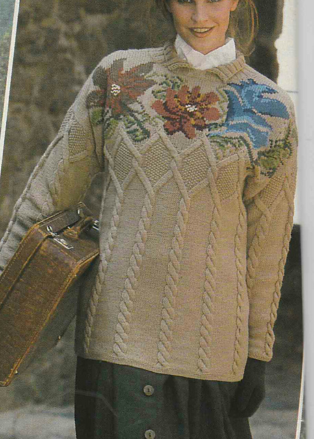 # 19 Light Brown Sweater with Flower Yoke