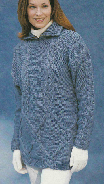 # 11 Blue-Grey Cable Sweater with Zip