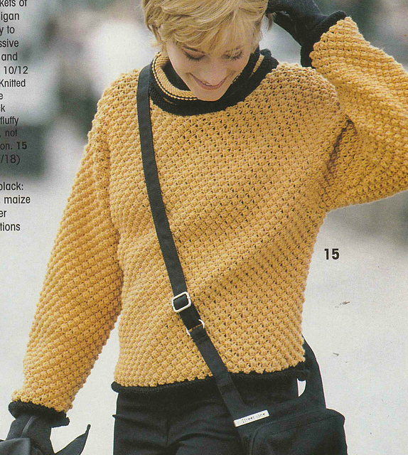 # 15 Corn-Yellow Sweater in Popcorn Pattern