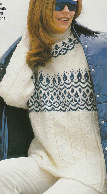 # 20 Wool-White Sweater with Jacquard Yoke