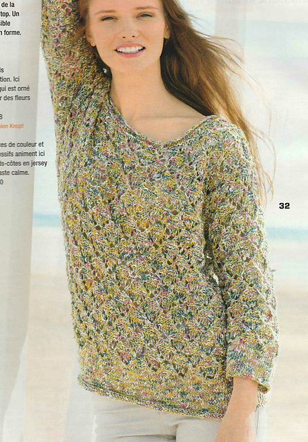 # 32 Pull en motif à losanges ajourés