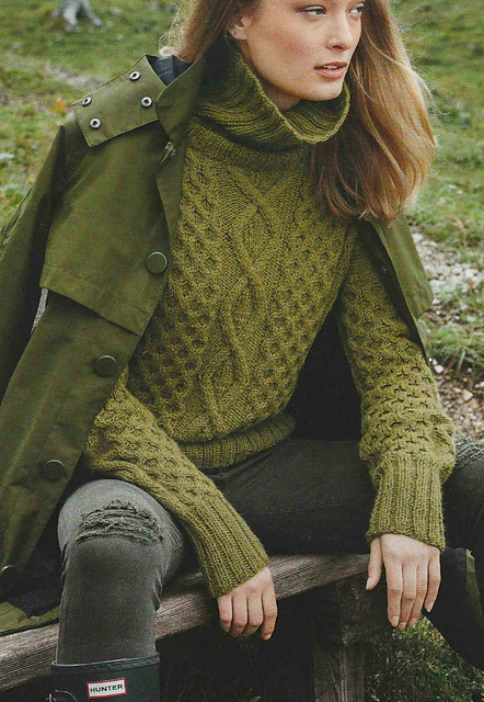 # 24 Pull irlandais vert moutarde