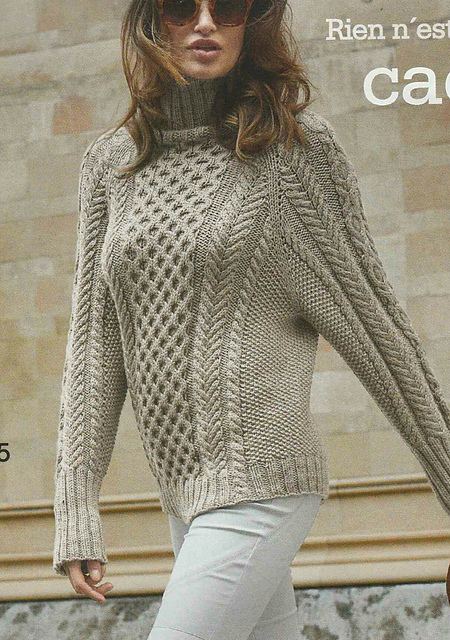 # 45 Pull en mixte de motifs torsadés