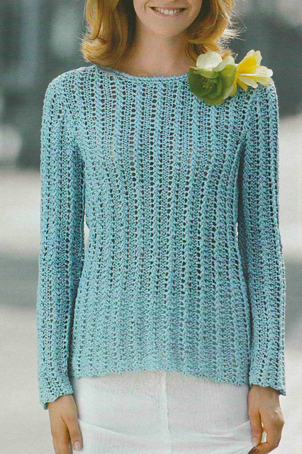 # 01 Pull ajouré turquoise