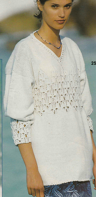 # 25 White Sweater with Lace Pattern