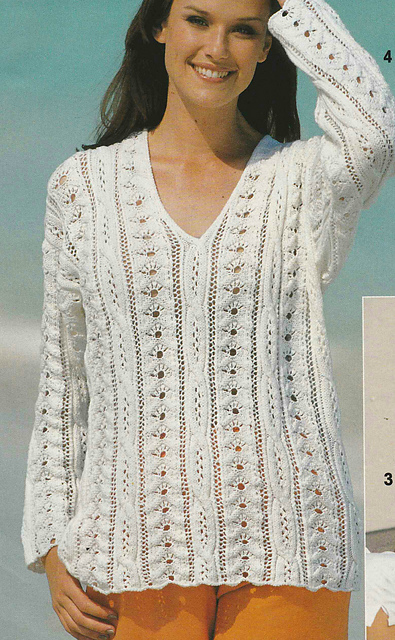 # 04 Lace Pattern Sweater in White