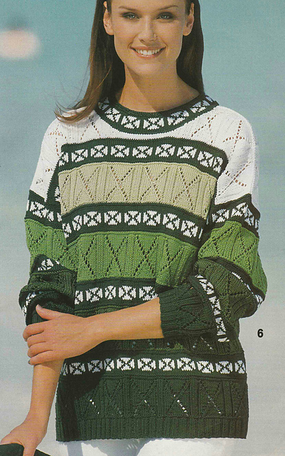 # 06 Green Sweater with Jacquard Borders