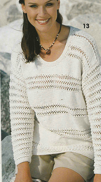 # 13 Sweater with Lace Pattern Stripes
