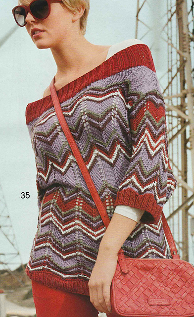 # 35 Pull motif zigzag avec manches larges
