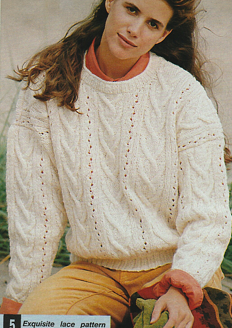 Swertress Patterns Ravelry: # 05 Sweater with Lace Pattern and Cables pattern by Sandra ...