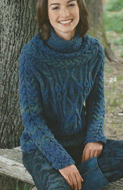 # 24 Cable Pattern Sweater in Mottled Blue