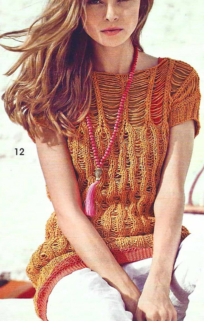 # 12 Pull orange avec mailles lâchées