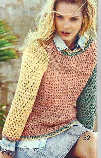 # 52 Pull multicolore en motif à mailles lâchées