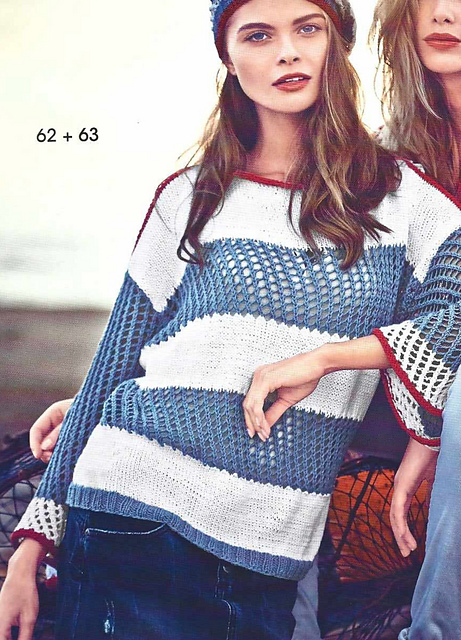 # 62 Pull en motif filet et rayures