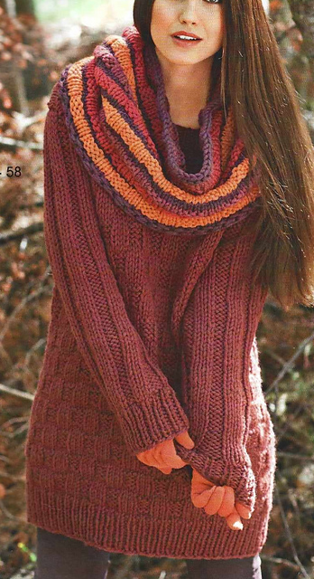 # 57 Pull long avec écharpe tube