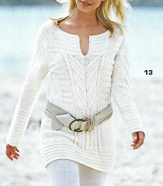 # 13 Wool-White Sweater with Round Yoke