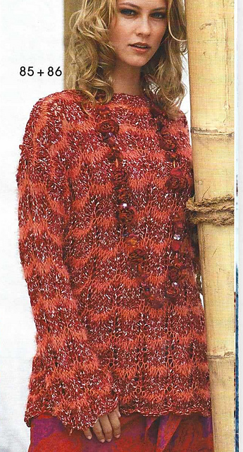 # 85 Pull orange à motif ondulé